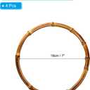 PATIKIL 8 Inch Bamboo Purse Handles, 4 Pcs Round Replacement Handmade Rings for Tote Bag Purse Making Decorations, Brown