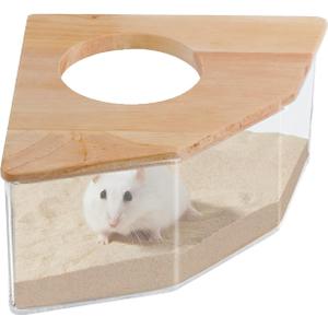 Hamster Sand Bath Box Large, Transparent Acrylic Sand Bath Container & Hamster Bathroom, House and Accessories for Hamsters Gerbils Lemming(Sector)