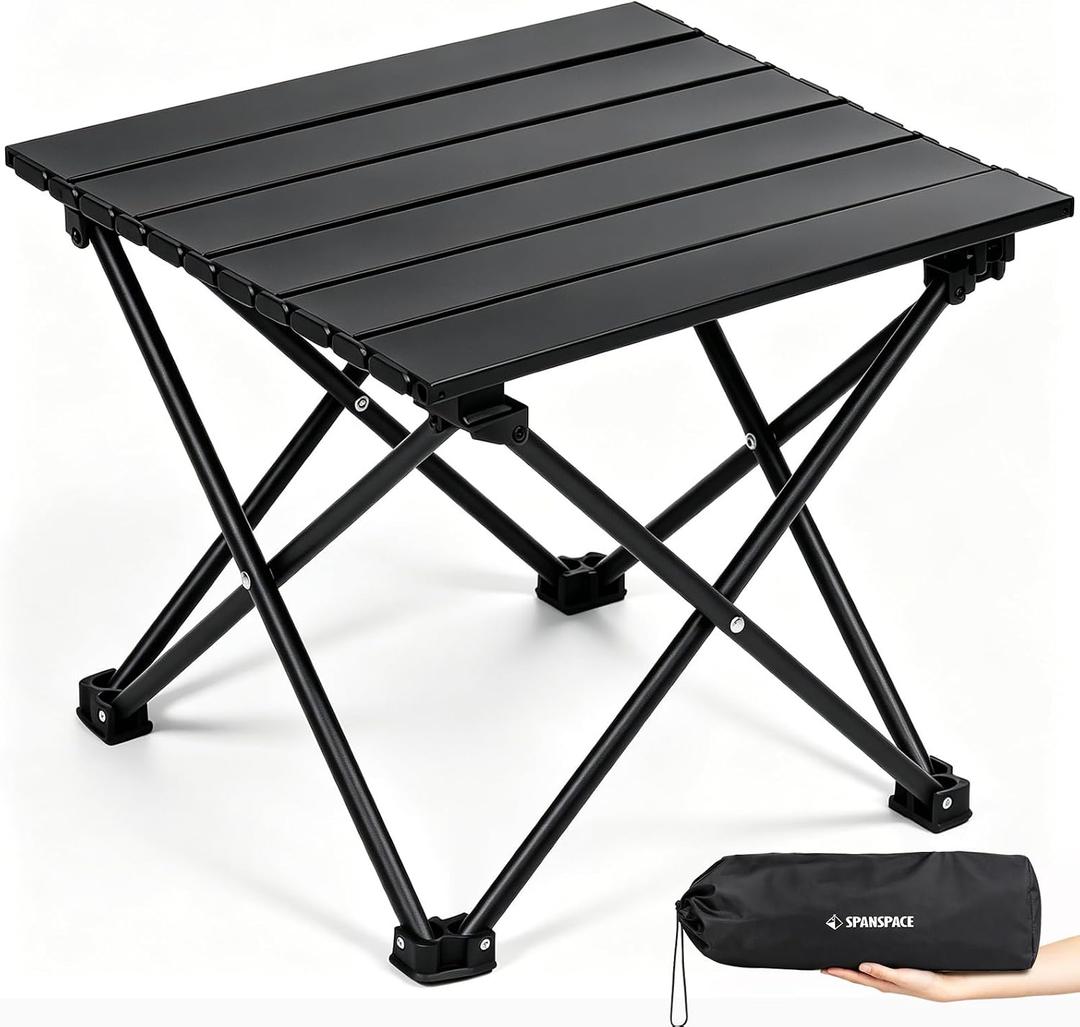 Camping Table, Ultralight Folding Camping Table with 3-Step Setup, Compact Outdoor Side Table for Camping Chair, Picnic, Fishing, Beach, Lawn, Patio, 13.8 in x 15.7 in, Small