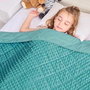 yescool Weighted Blanket Kids 7 lb Teal Warm Weighted Throw Blanket Minky Plush Heavy Blanket Microfiber Small Fleece Blanket Cooling Heating Weighted Comforter, 40 * 60in Teal
