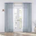 Dusty Blue Linen Curtains 84 Inches Long for Living Room 2 Panels Set Back Tab Farmhouse Boho Light Filtering Semi Sheer Stone Blue Curtains Grey Blue Drapes for Bedroom Vintage Country Decor (50"W x 84"L (Pack of 2))
