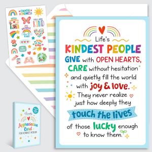 Decorably Glitter 5x7in Individual School Counselor Appreciation Card with Matching Envelope & Stickers for Teacher, Social Workers, Friends, & Kindest Person, with Printed Message Inside - Gifting