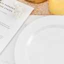 BESTVIP 100PCS 7 Inch White Plastic Dessert Plates, Disposable Plate for Appetizers, Small Cakes, Small Heavy Duty Disposable Plastic Plates for Parties, Wedding and Birthday