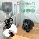 Momcozy 8000mAh Portable Stroller Fan | 27H Ultra-long Battery Life | Detachable 4 Speed 360Rotate | 2 Modes LED Night Light, USB Rechargeable Handheld Cooling Fan for Travel, Car Seat, Bedroom