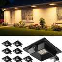 8 Pack Solar Powered Gutter Lights Outdoor Waterproof 12 LED Clip Gutters Light for Eaves, Roof, Rainspout, Fence, Railing, Wall, Garage, House Porch, Deck, Yard, No Drilling Installation(Warm White) (Black Shell)