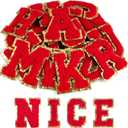 ASTARON 26 Pcs Self Adhesive Letter Patches Chenille Letters Stickers, A-Z Embroidered Applique Patches Alphabet Cloth Patch for Clothes, Bags, Hat, Phone Case, DIY Accessories (Red)