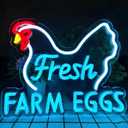 Fresh Farm Eggs Neon Sign,Farmhouse Kitchen Neon Light Sign for Chicken Coop Supermarket Garden Restaurant Farmers Market Decor