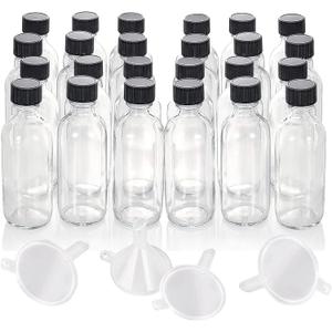 DIDITIME 24 Pack Glass Bottles With Caps, 2 oz Jars With Lids for Ginger Shots, Vanilla Extract, Juice, Oil, Wellness Shot, Hot Sauce - Mini Decorative Bottles