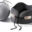 Neck Pillow Airplane, 100% Pure Memory Foam, Comfortable Breathable Cover, Travel Pillows for Airplanes, Ergonomic Design, Neck Pillow for Traveling, Airplane Pillow Flight Train, Black