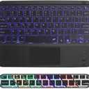 Portable Bluetooth Keyboard for ipad, Bluetooth Keyboard with Touchpad Slim 7 Colors Backlit Built in Rechargeable Battery for iOS Android Windows Tablets PC Smartphone Devices(Black)