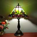 Tiffany lamp Green Baroque Style Stained Glass Table Lamp 12X12X19 Inches 3 -Way Tiffany Style Antique Light for Home Bedroom Living Room - 12W E26 Bulb Include