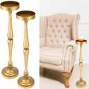 2 Pcs Round Martini Drink Table for Small Spaces Nightstand Living Room Bedroom Side Table Drink Stand Cocktail Pedestal End Vintage Metal Decor, 5.74x5.74x25.98''(Gold)