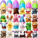 JOYIN 24 Pack Prefilled Easter Eggs of Mini Stuffed Animal Plush Toys Baster Stuffer Filler for Kids Easter Egg Hunt Game, Classroom Prize Supplies