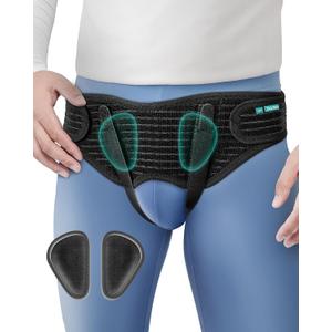 Hernia Belt for Men - Adjustable Support Brace, Comfortable & Breathable Design, Ideal for Single/Double Inguinal Hernia Pain Relief, Discreet Wear for Everyday Use (Black, Medium)