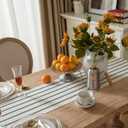 Caflife Boho Table Runner 72 Inchs Long Green and Beige, Cotton and Linen Woven with Tassels, for Modern Rustic Farmhouse Neutral Table Runners, Bohemian Kitchen Dining Table Home Decor