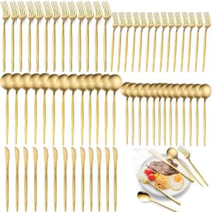 600-Piece Food Grade Gold Silverware Set, Luxury Flatware Set for 120 - Premium Stainless Steel Cutlery Set with Spoons Forks Knives, Shiny Gold Polished Kitchen Utensils for Home Restaurant Hotel