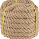 Twisted Manila Rope 1-1/2 in x 50 ft Natural Thick Hemp Rope for Railing Docks Tug of War Decorating Crafts Nautical Landscaping Swing Hammock
