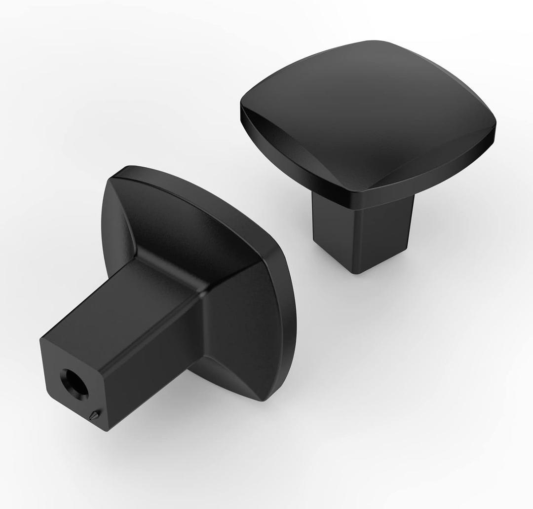 Asidrama 10 Pack Matte Black Cabinet Knobs Kitchen Drawer Knobs Cabinet Pulls Black Cabinet Hardware Square Knobs for Dresser (Single Hole)