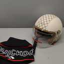 Dual Visor 3/4 Open Face Motorcycle Helmet for Men & Women, DOT Approved Unisex Retro Half HelmetMotorbike Casco for Moped Cruiser Bobber and Chopper (Small, Long Outer Shield)