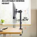 Ergear Monitor Mount for Most 13-32" Computer Screens up to 17.6lbs, Improved LCD LED Monitor Riser, Adjustable Height and Angle, Single Gaming Desk Mount Stand, Black, EGCM12