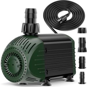POPOSOAP 880GPH Submersible Water Pump, Water Fountain (60W 3000L/H) with 8.5FT High Lift Adjustable & 3 Nozzles with 17FT Cord, Ultra Quiet Aquarium Pump for Fountain, Fish Tank, Pond, Hydroponics