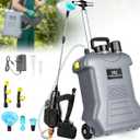 15L Knapsack Sprayer with Trolley – 21V Battery Electric Sprayer, Digital Display, 3 Pressures, Telescopic Lance, 5 Nozzles – Great for Weeding, Patio & Lawn