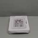 KADAMS Bathroom Clock 9.5" Kitchen Wall Clock with Large LCD Screen  Shower Clock with Suction Cup,Temperature, Humidity, Calendar  Water-Resistant, 4 Mounting Options, Silver