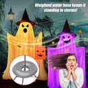 Halloween Decorations Outdoor Indoor- 2 Packs Large Light Up Ghost, Standing Ghost Decor with Weight Bags, 8 Modes Remote Ghost Kit with 2 Colors String Lights for Porches Yards Gardens Decorations