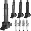 Ignition Coil Pack & Spark Plugs Compatible with 2.4L 2002-2010 Toyota Camry, 2001-2008 Rav4, 02-06 Solara, 01-07 Highlander, 09-10 Corolla Matrix Pontiac Vibe, 05-10 Scion tC, 10-12 Lexus HS250h