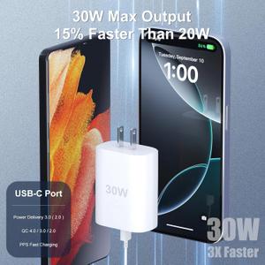 iPhone 15 Pro Max Charger 30W USB C iPhone 15 Charger Block Fast Charging with  Type C Cable Cord for iPhone 15/15 Pro/15 Pro Max/15 Plus, iPad Pro/Mini/Air, Galaxy S24/S23/S22 Ultra