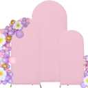 Set of 3 Wedding Arch Cover Spandex Fitted Stretchy Arch Stand Covers,2-Sided Round Top Chiara Backdrop Cover for Party Birthday Banquet Baby Shower Arch Decoration (4ft,5ft,6ft Pink)