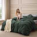 Bedsure 100% Washed Cotton Duvet Cover King Size  Forest Green Minimalist Cotton Duvet Cover Linen Like for All Seasons  GentleSoft™ Plain Simple Bedding (Forest Green, King, 104"x90")