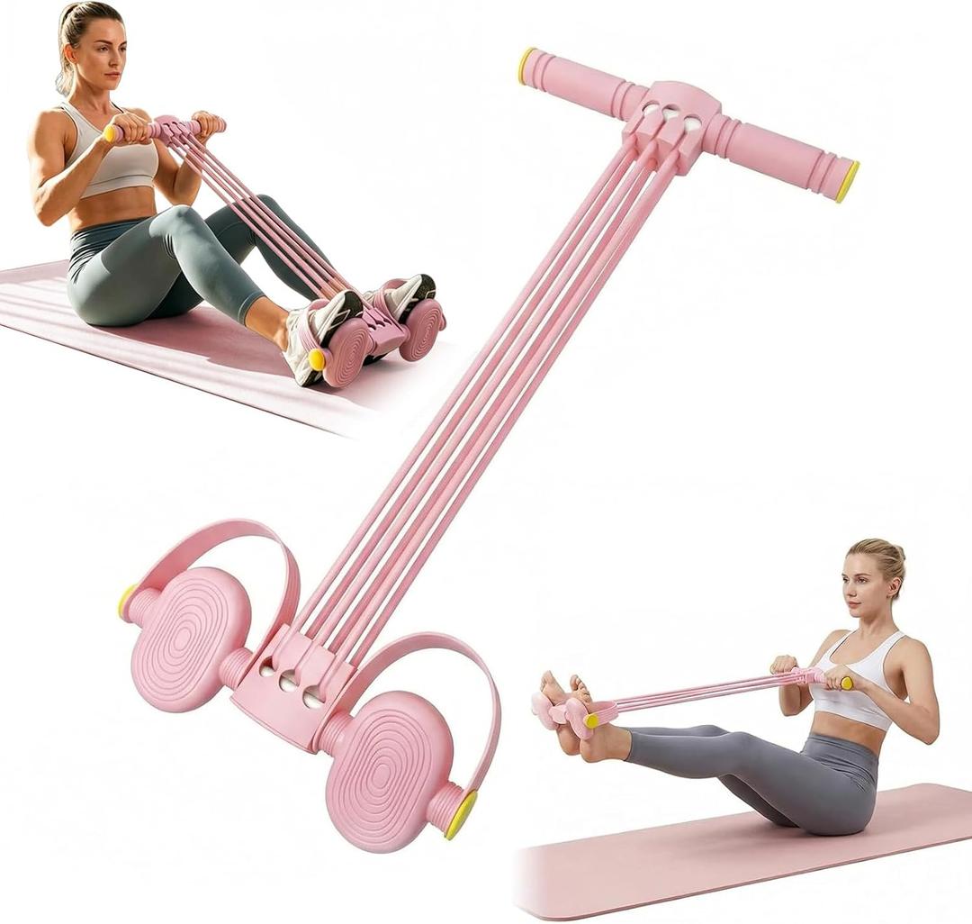 6-Tube Foot Pedal Resistance Band, Heavy-Duty Natural Rubber Tension Bands for Full Body Workout, Home Fitness Training for Abdomen, Arms, Legs & Waist