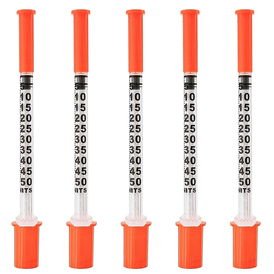 U-100 0.5cc/ml Syringes 31G 5/16 inch(8mm) needles Individual Pack of 36