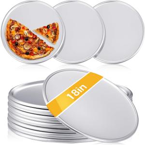 Rtteri 12 Pcs Pizza Pan Bulk Restaurant Aluminum Pizza Pan Set Round Pie Cake Plate Rust Free Cake Tray for Oven Baking Home Kitchen Restaurant Easy Clean (18 Inch)