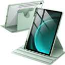 JETech Rotating Case for Samsung Galaxy Tab S10 Lite / S10 FE / S9 FE 10.9-Inch / S9 11-Inch with S Pen Holder, 360 Degree Rotation Protective Stand Cover Clear Back, Auto Wake/Sleep (Mint)