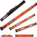 URASISTO 5-Piece Spirit Level Set, 10", 16", 24", 32", 48" Level Set with Magnetic Torpedo Level, 45/90/180Bubbles Measuring, Aluminium Alloy Levels with Carrying Bag