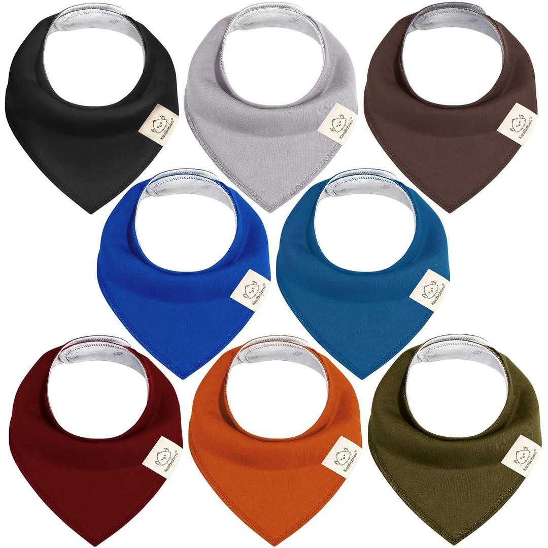 KeaBabies 8-Pack Organic Baby Bandana Bibs for Boys, Girls - Super Absorbent Triangle Baby Bibs for Drooling and Teething Infant, 100% Cotton Extra Soft for Newborn, Infant 0-36 Months (Coastline)