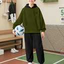 Boys Clothes Size 10-12 Youth Green Hoodies For Boys Sweatshirt Smiley Face Print And Black Sweatpants Kids Boy Fall Outfits 2pcs Sweatsuits (Green)