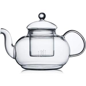 CnGlass 40.6oz/1200ml Glass Teapot with Removable Infuser,Stovetop Safe Tea Kettle,Blooming & Loose Leaf Tea Pot