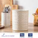 LOVECASA Utensil Holder, 7.2"+5.4" Ceramic Utensil Holder for Countertop, Large Cooking Utensil Crocks for Kitchen Counter, Farmhouse Utensil Vase for Housewarming, Kitchen Decor, Set of 2, Oasis