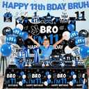 11th Birthday Decorations for Boys,196pcs Bruh Im 11 Birthday Decorations Happy 11th Birthday Boy Plates and Napkins Cups Tablecloth Backdrop Topper Balloons for 11 Year Old Birthday Decorations