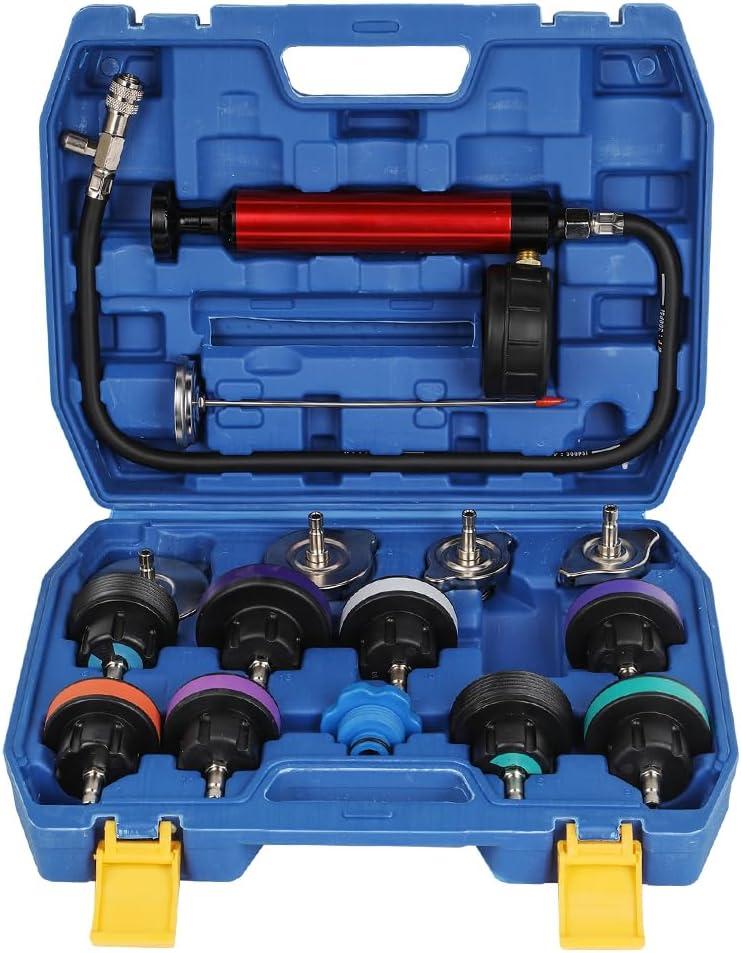WNZ Universal Radiator Pressure Tester and Pieces Radiator Pressure Tester Portable Toolbox Blue (15-Piece Set)
