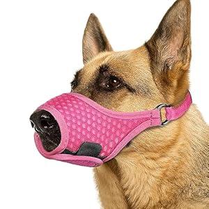 LUCKYPAW Soft Muzzle for Small Medium Sized Dogs, Dog Muzzle to Prevent Biting Chewing, Adjustable Breathable Mouth Guard for Grooming Walking Training(Hot Pink, S)