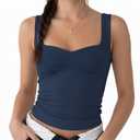 AURUZA Womens Going Out Tank Tops Sweetheart Neck Double Lined Crop Top Backless Sleeveless Y2K Party Top for Date Night Concert Summer Outfits (Blue, S)