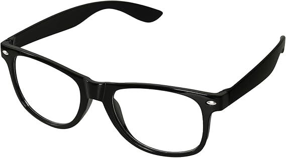 Black Fake Glasses with Clear Lenses Costume Props Halloween Cosplay for Men Women Adult Halloween Accessories Outfit, Black +0.3 - Pack of 5