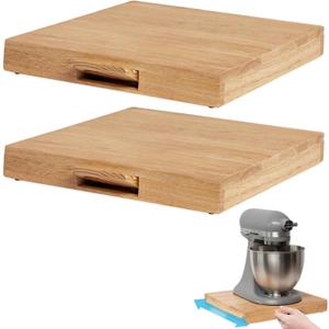 IMPRESA 2 Pack Countertop Appliance Slider & Wooden Sliding Tray for Coffee Maker, Heavy Appliances, Large Coffee Maker Slider Tray for Counter