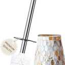 Escenzy Modern Toilet Brush and Holder Set | Natural Shell Mosaic Glass | Non-Rustic Stainless Steel | Practical & Decorative Toilet Bowl Brush and Holder | Luxury Bathroom Accessories