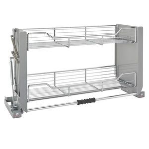 Rev-A-Shelf 36" Pull-Down Heavy-Duty Shelf Organizer for Tall Kitchen/Bathroom Cabinets, Dual Tier Wall Mounted Pantry Storage, Chrome, 5PD-36CRN