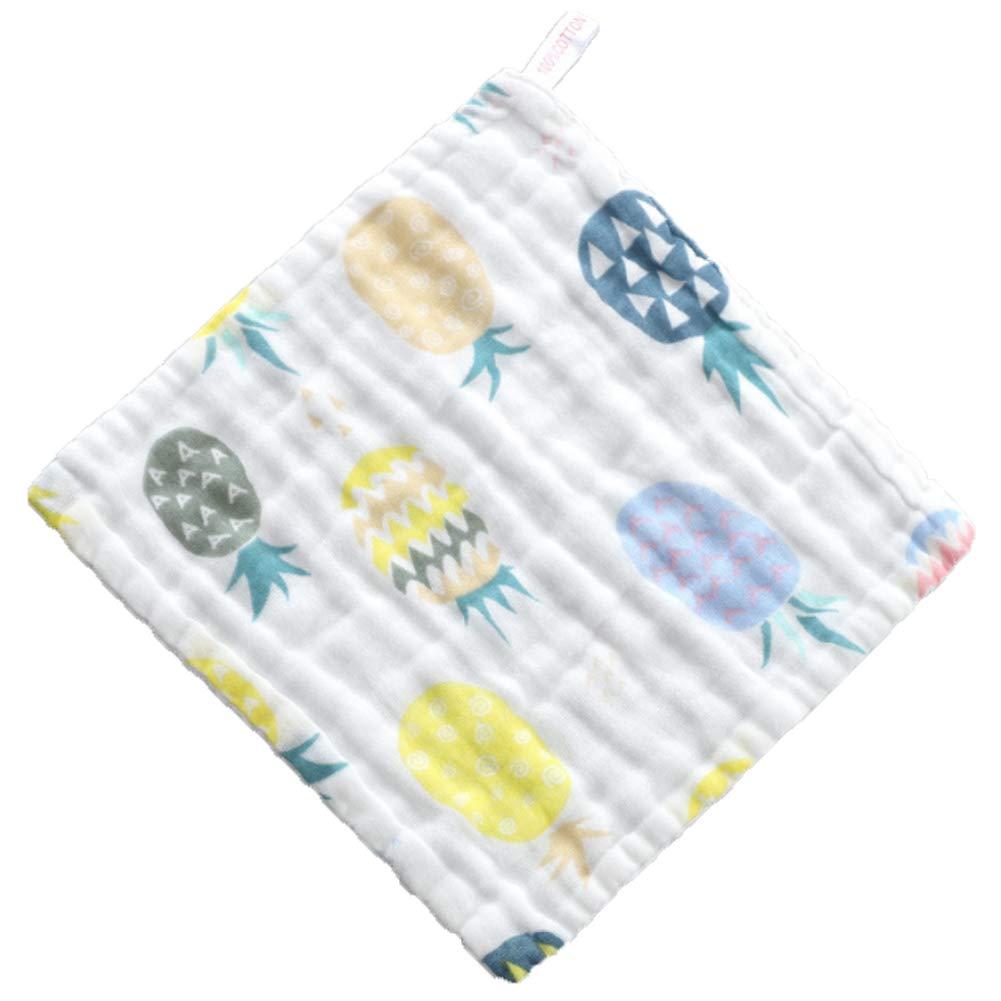 6 Layers of Baby Washcloths Natural Muslin Cotton with Cartoon Printed Design, Newborn Baby Face Towel Perfect Gifts Set of 6, Extra Soft, Breathable, 10x10 Inches (Big Pineapple)